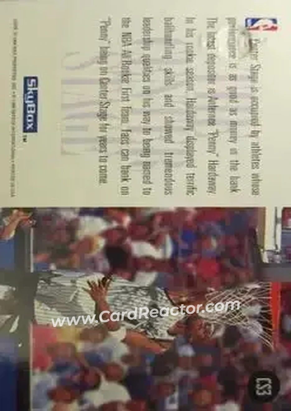 1994-95 SkyBox Premium - Center Stage #CS3 - Anfernee Hardaway - Orlando Magic - Back