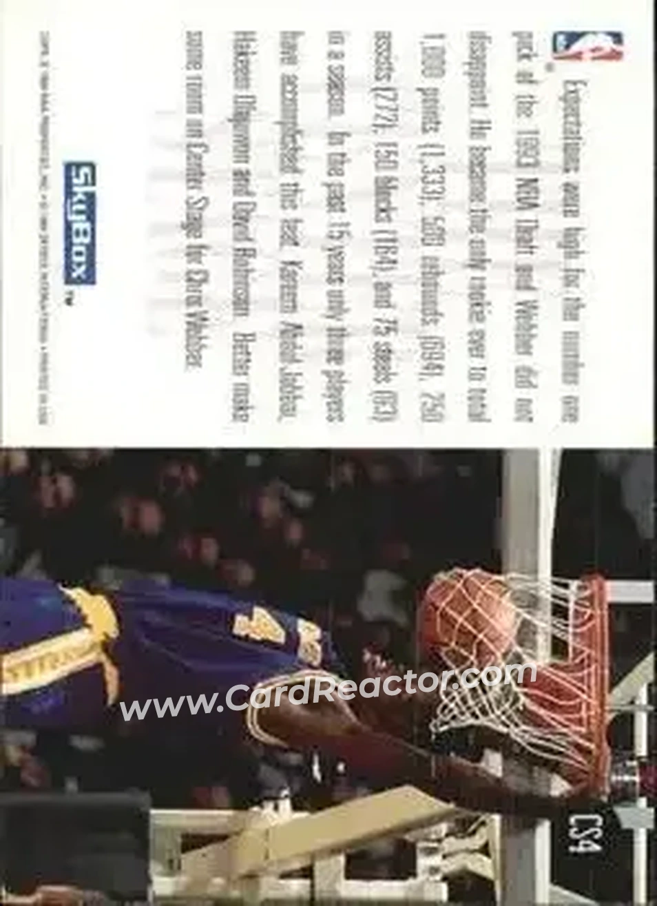 1994-95 SkyBox Premium - Center Stage #CS4 - Chris Webber - Golden State Warriors - Back 1994-95 SkyBox Premium - Center Stage #CS4 - Chris Webber - Golden State Warriors - Back