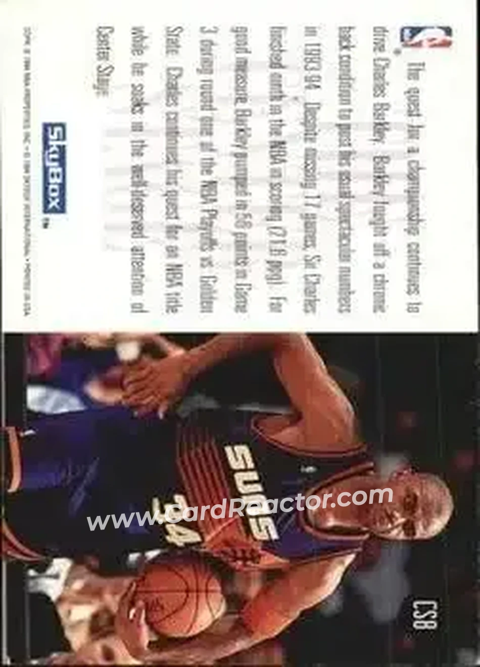 1994-95 SkyBox Premium - Center Stage #CS8 - Charles Barkley - Phoenix Suns - Back