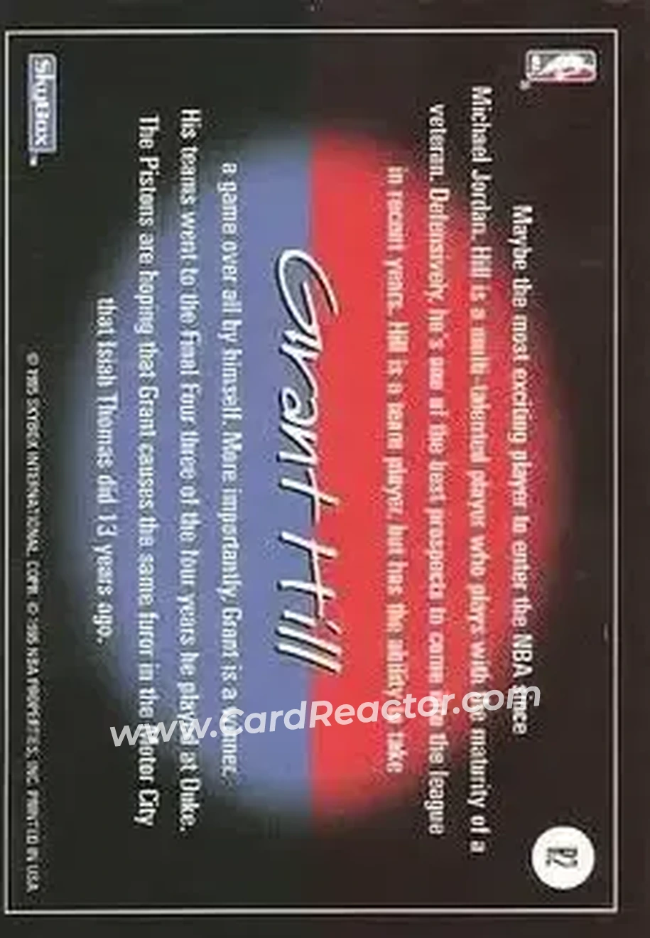 1994-95 SkyBox Premium - Revolution #R2 - Grant Hill - Detroit Pistons - Back