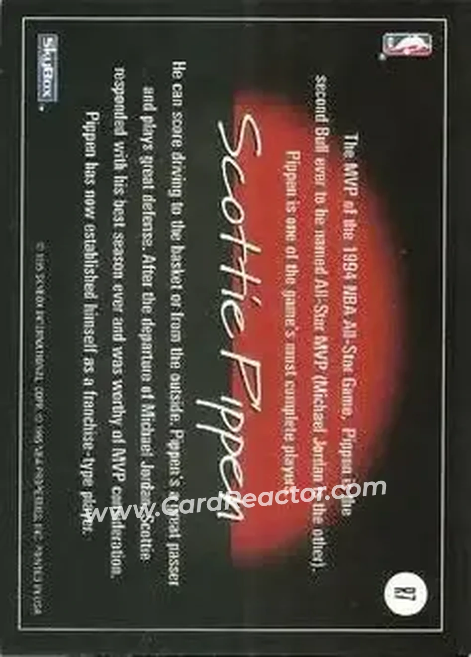 1994-95 SkyBox Premium - Revolution #R7 - Scottie Pippen - Chicago Bulls - Back