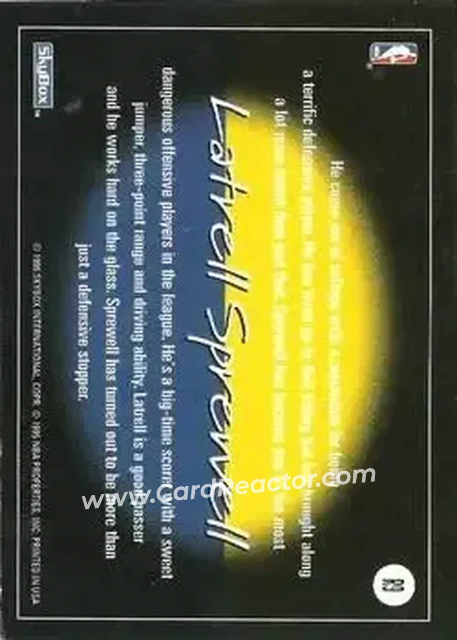 1994-95 SkyBox Premium - Revolution #R9 - Latrell Sprewell - Golden State Warriors - Back
