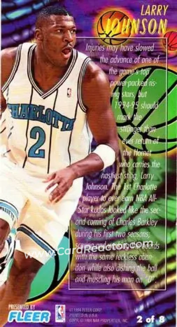 1994-95 Jam Session - Slam Dunk Heroes #2 - Larry Johnson - Charlotte Hornets - Back
