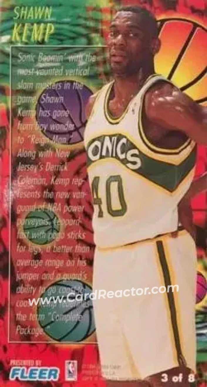 1994-95 Jam Session - Slam Dunk Heroes #3 - Shawn Kemp - Seattle SuperSonics - Back