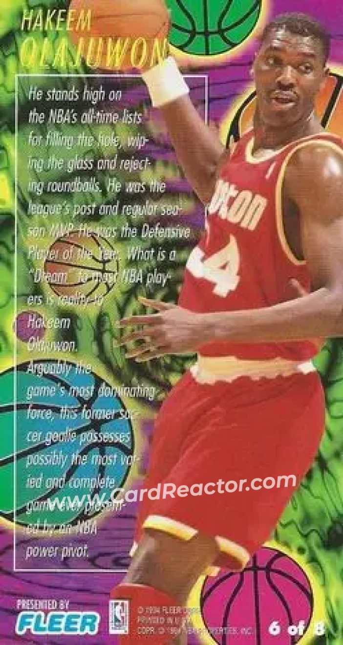 1994-95 Jam Session - Slam Dunk Heroes #6 - Hakeem Olajuwon - Houston Rockets - Back 1994-95 Jam Session - Slam Dunk Heroes #6 - Hakeem Olajuwon - Houston Rockets - Back