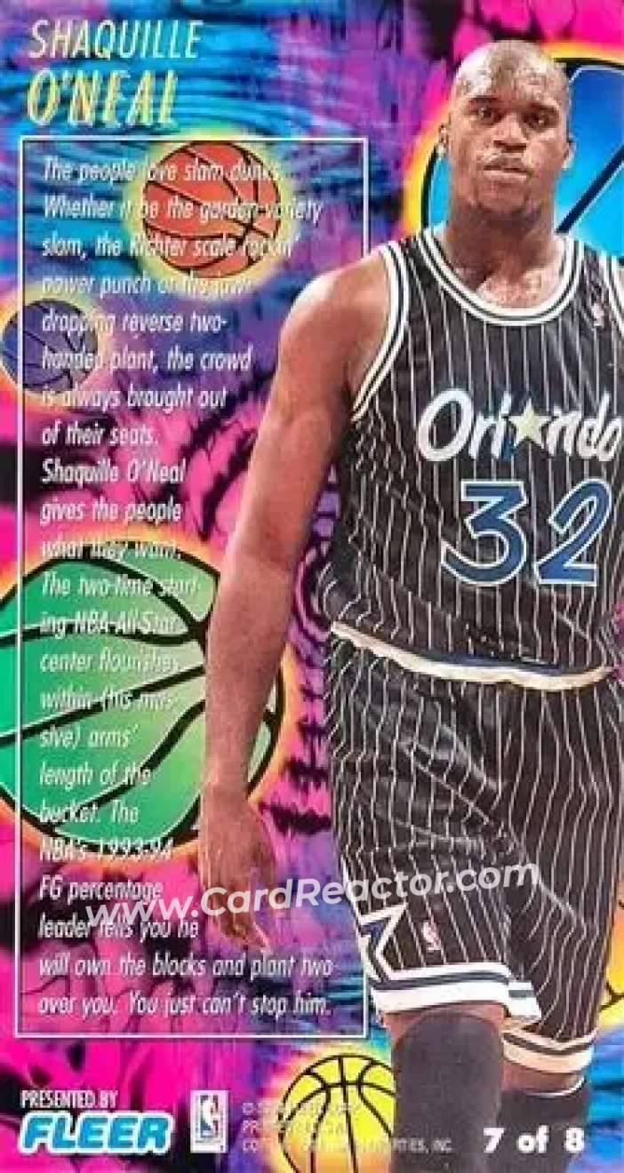 1994-95 Jam Session - Slam Dunk Heroes #7 - Shaquille O'Neal - Orlando Magic - Back 1994-95 Jam Session - Slam Dunk Heroes #7 - Shaquille O'Neal - Orlando Magic - Back
