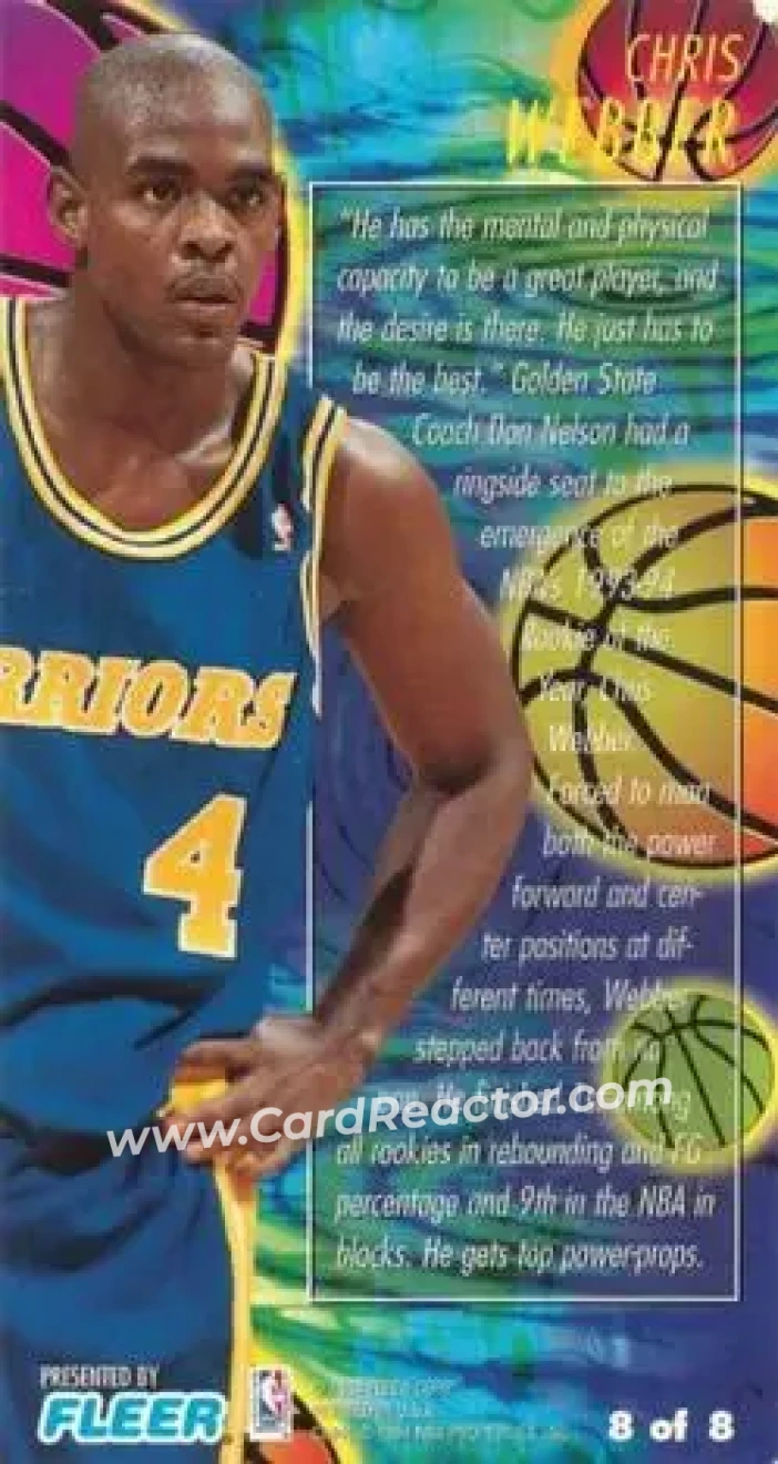 1994-95 Jam Session - Slam Dunk Heroes #8 - Chris Webber - Golden State Warriors - Back