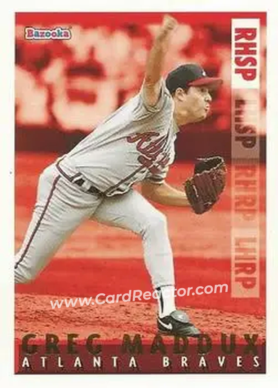1995 Bazooka - Red Hot #RH-1 - Greg Maddux - Atlanta Braves - Front