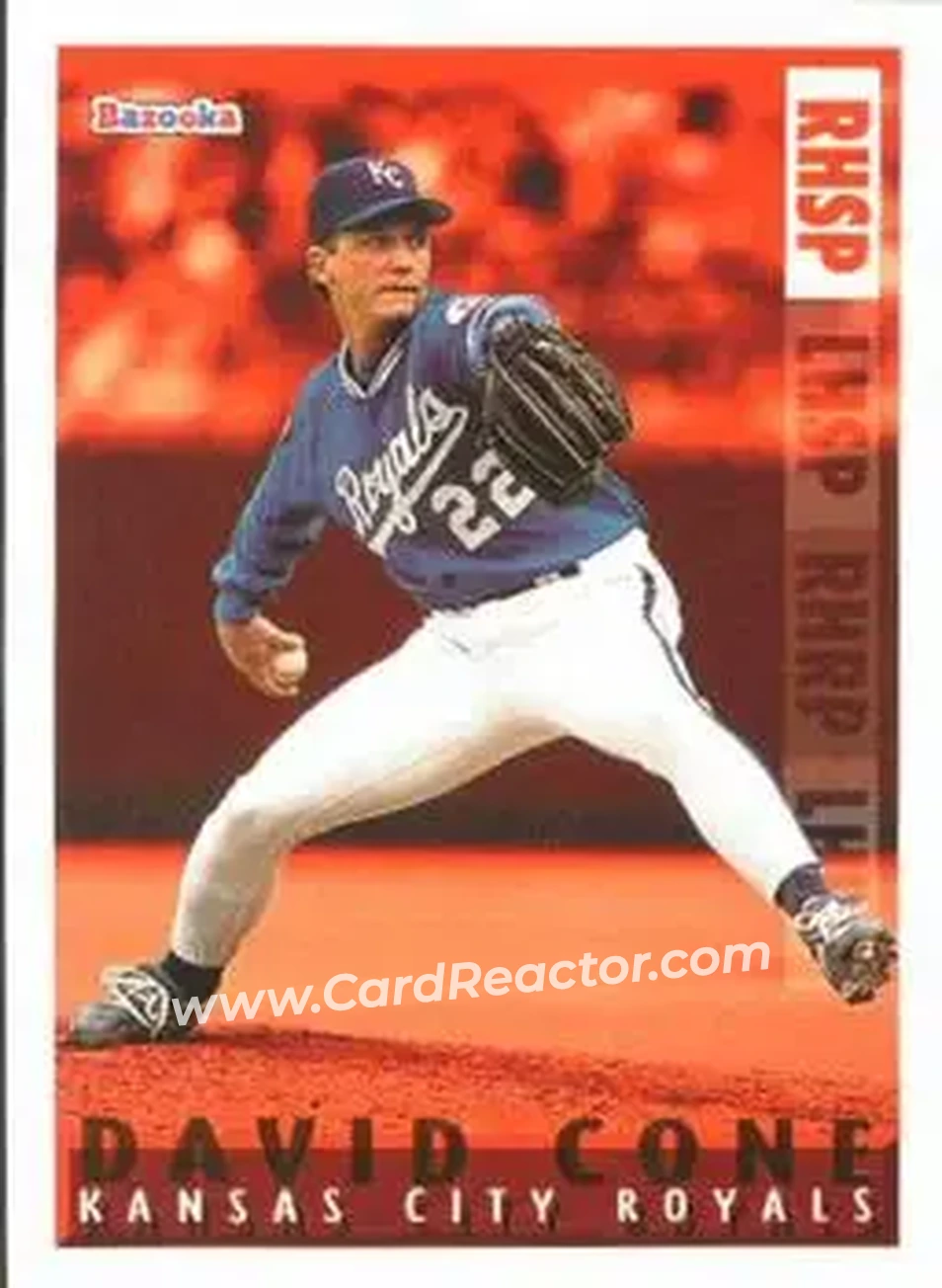 1995 Bazooka - Red Hot #RH-12 - David Cone - Kansas City Royals - Front