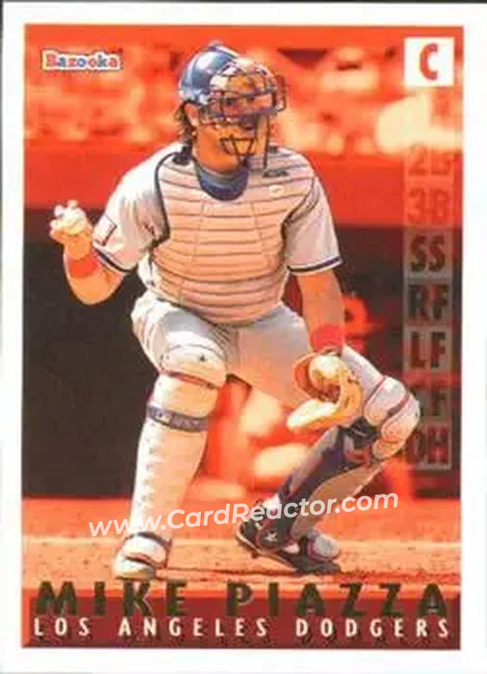 1995 Bazooka - Red Hot #RH-15 - Mike Piazza - Los Angeles Dodgers - Front