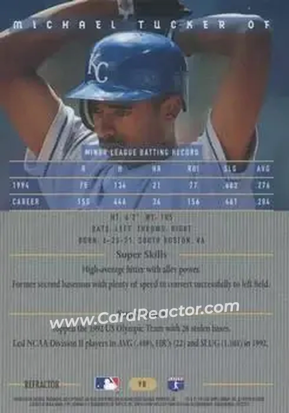 1995 Bowman's Best - Refractors #90 - Michael Tucker - Kansas City Royals - Back