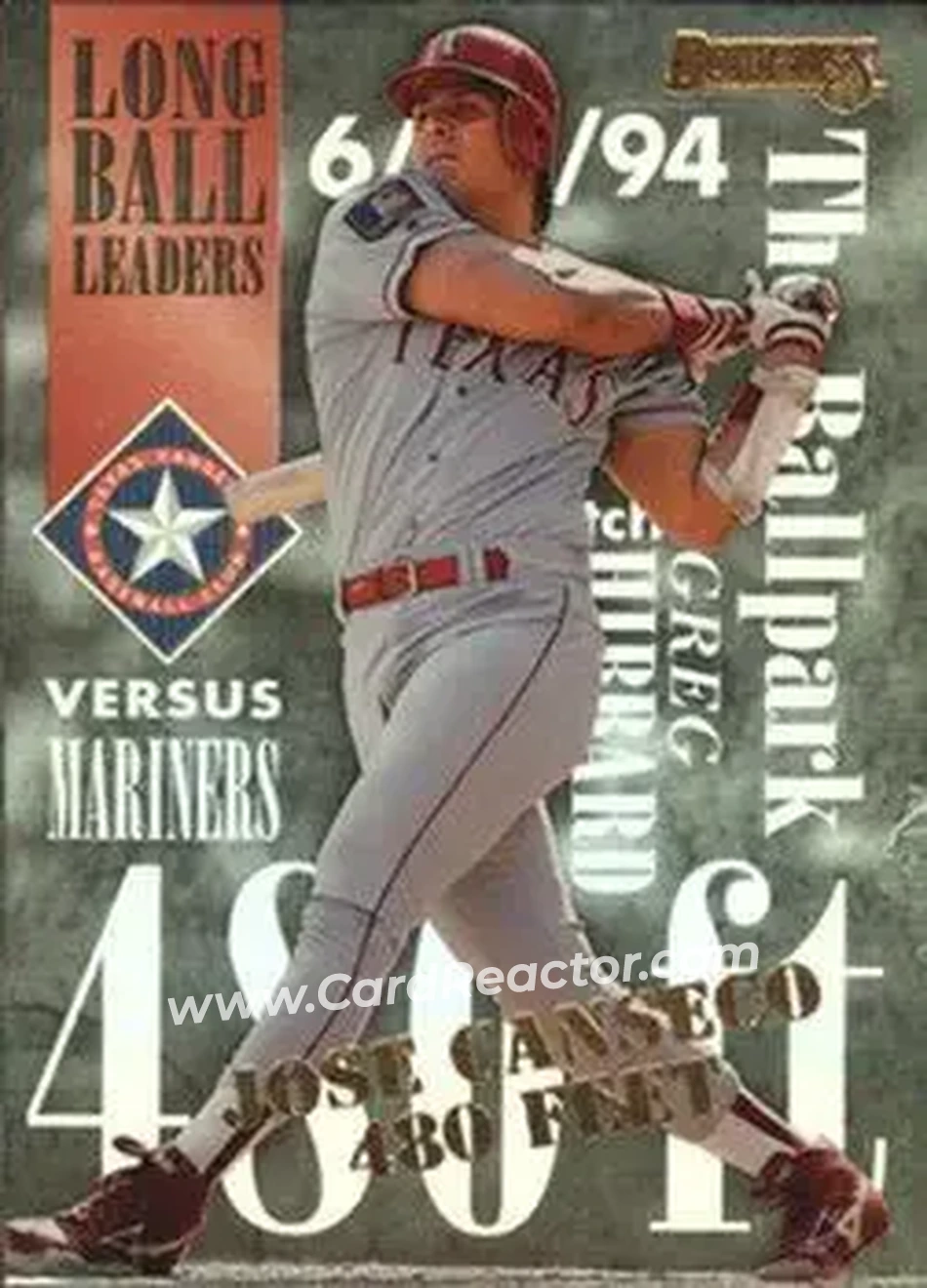 1995 Donruss - Long Ball Leaders #6 - Jose Canseco - Texas Rangers - Front