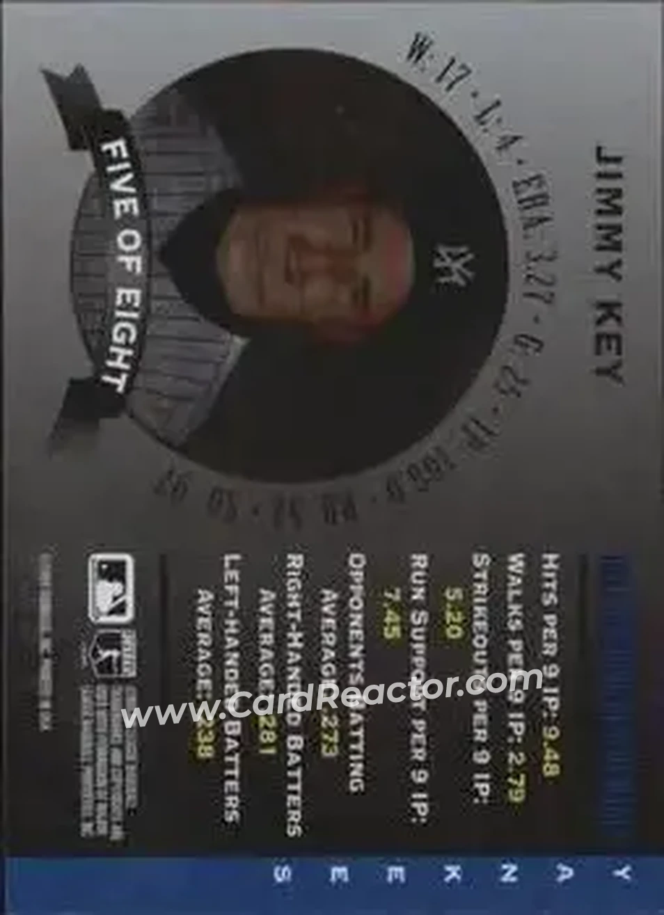 1995 Donruss - Mound Marvels #5 - Jimmy Key - New York Yankees - Back