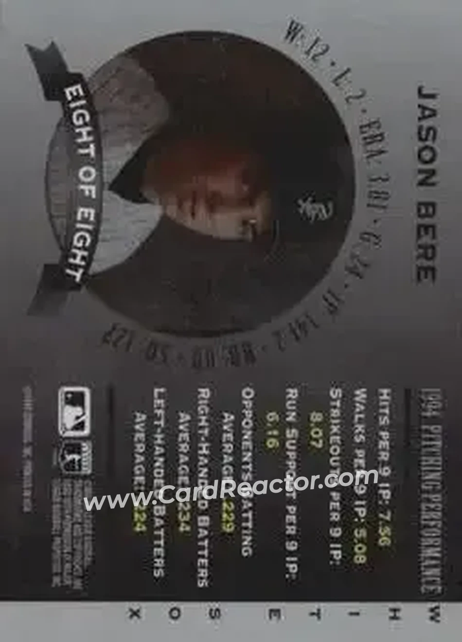 1995 Donruss - Mound Marvels #8 - Jason Bere - Chicago White Sox - Back