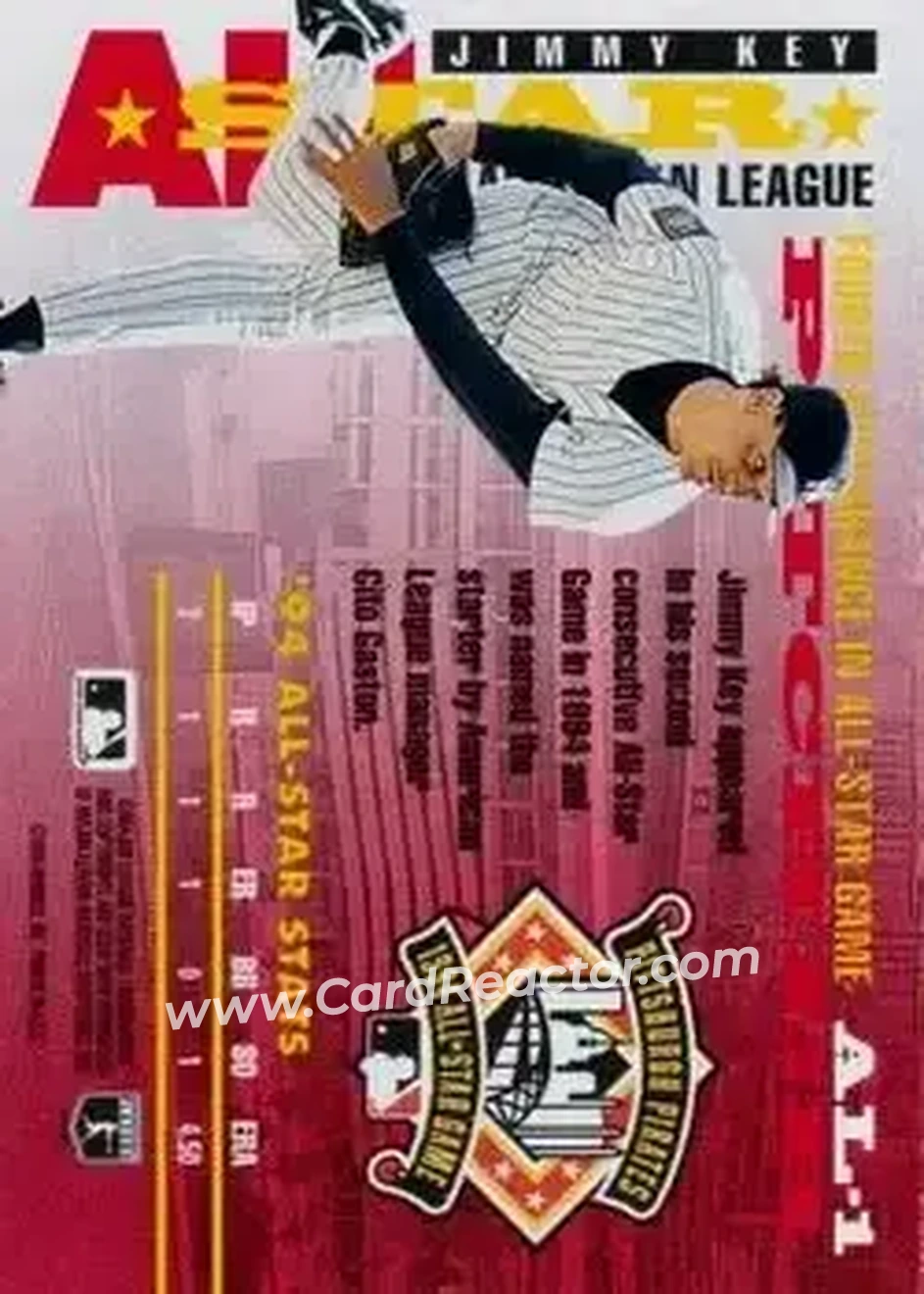 1995 Donruss - All Stars #AL-1 - Jimmy Key - New York Yankees - Back