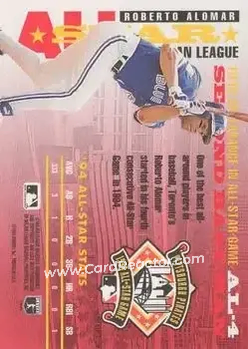 1995 Donruss - All Stars #AL-4 - Roberto Alomar - Toronto Blue Jays - Back