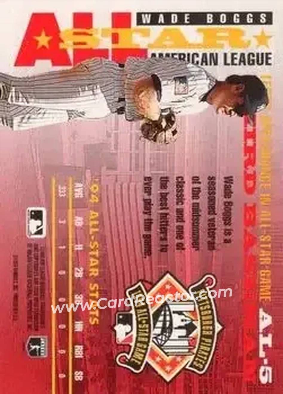 1995 Donruss - All Stars #AL-5 - Wade Boggs - New York Yankees - Back