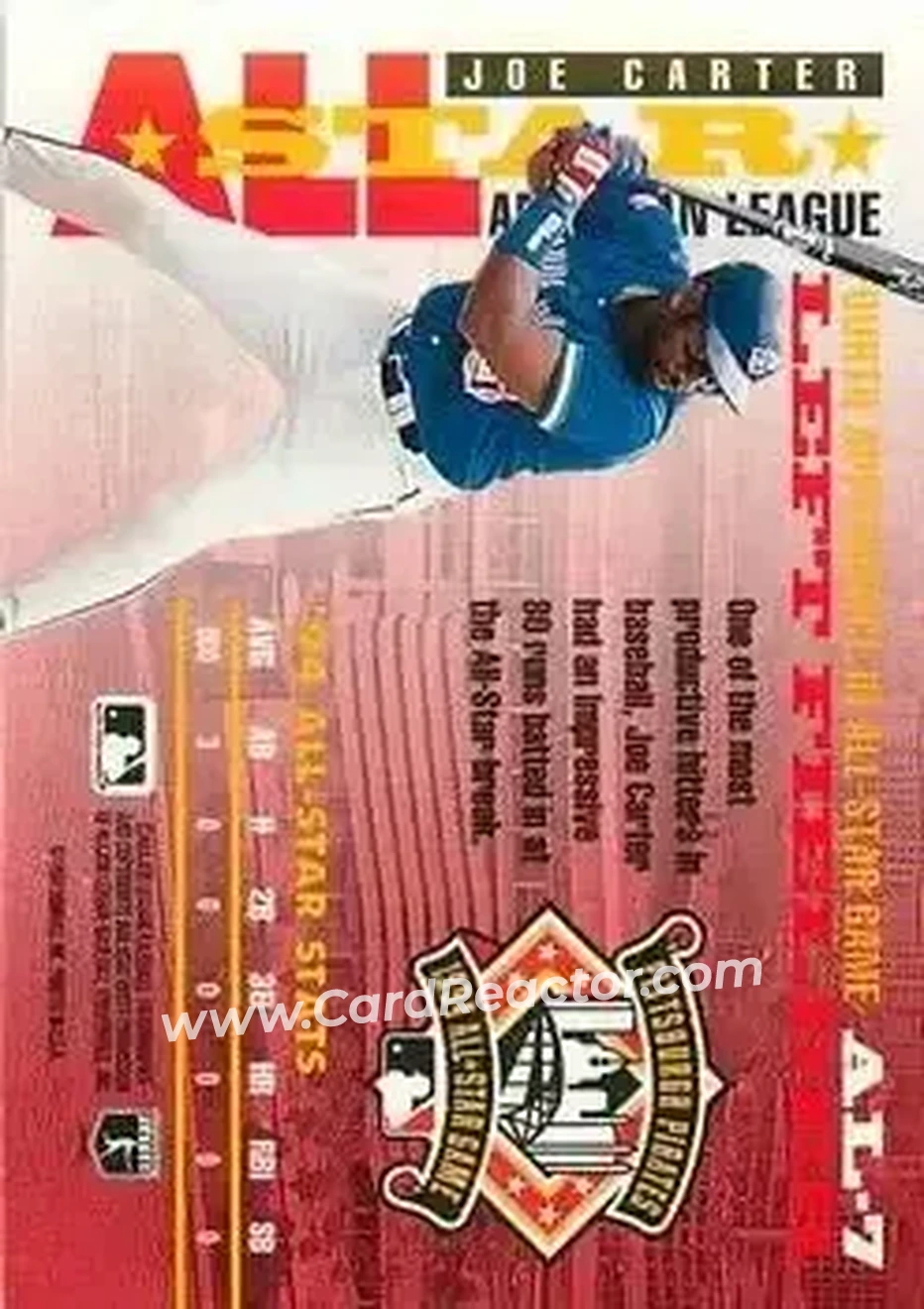 1995 Donruss - All Stars #AL-7 - Joe Carter - Toronto Blue Jays - Back