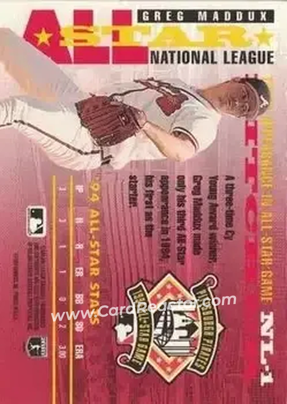 1995 Donruss - All Stars #NL-1 - Greg Maddux - Atlanta Braves - Back