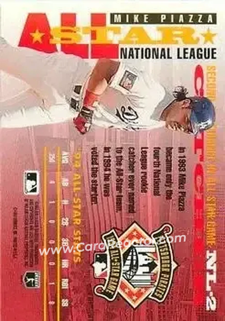 1995 Donruss - All Stars #NL-2 - Mike Piazza - Los Angeles Dodgers - Back
