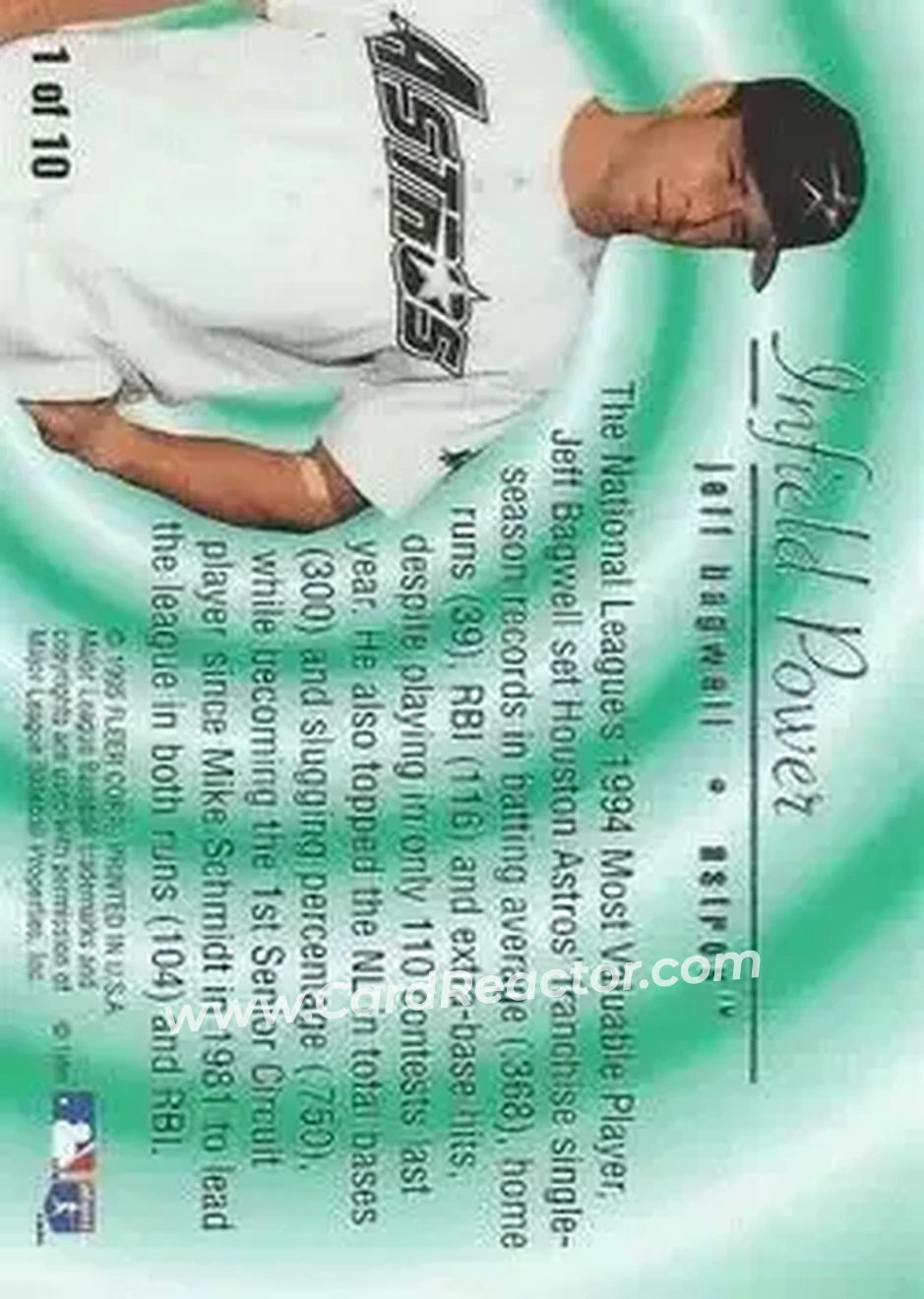 1995 Flair - Infield Power #1 - Jeff Bagwell - Houston Astros - Back