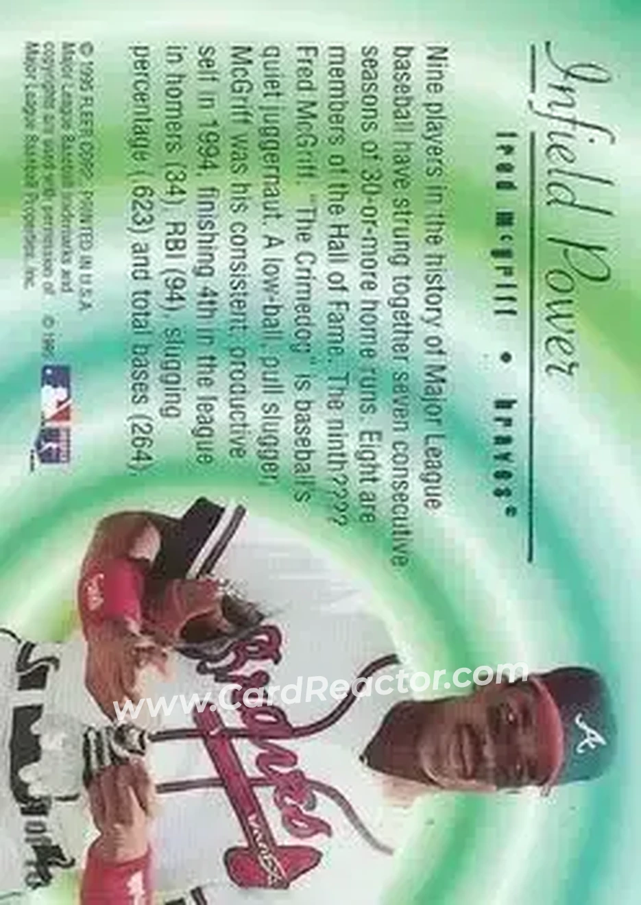 1995 Flair - Infield Power #5 - Fred McGriff - Atlanta Braves - Back