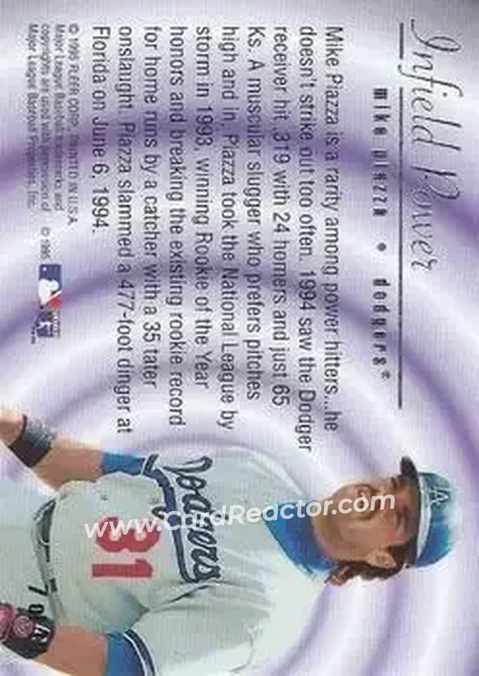 1995 Flair - Infield Power #7 - Mike Piazza - Los Angeles Dodgers - Back