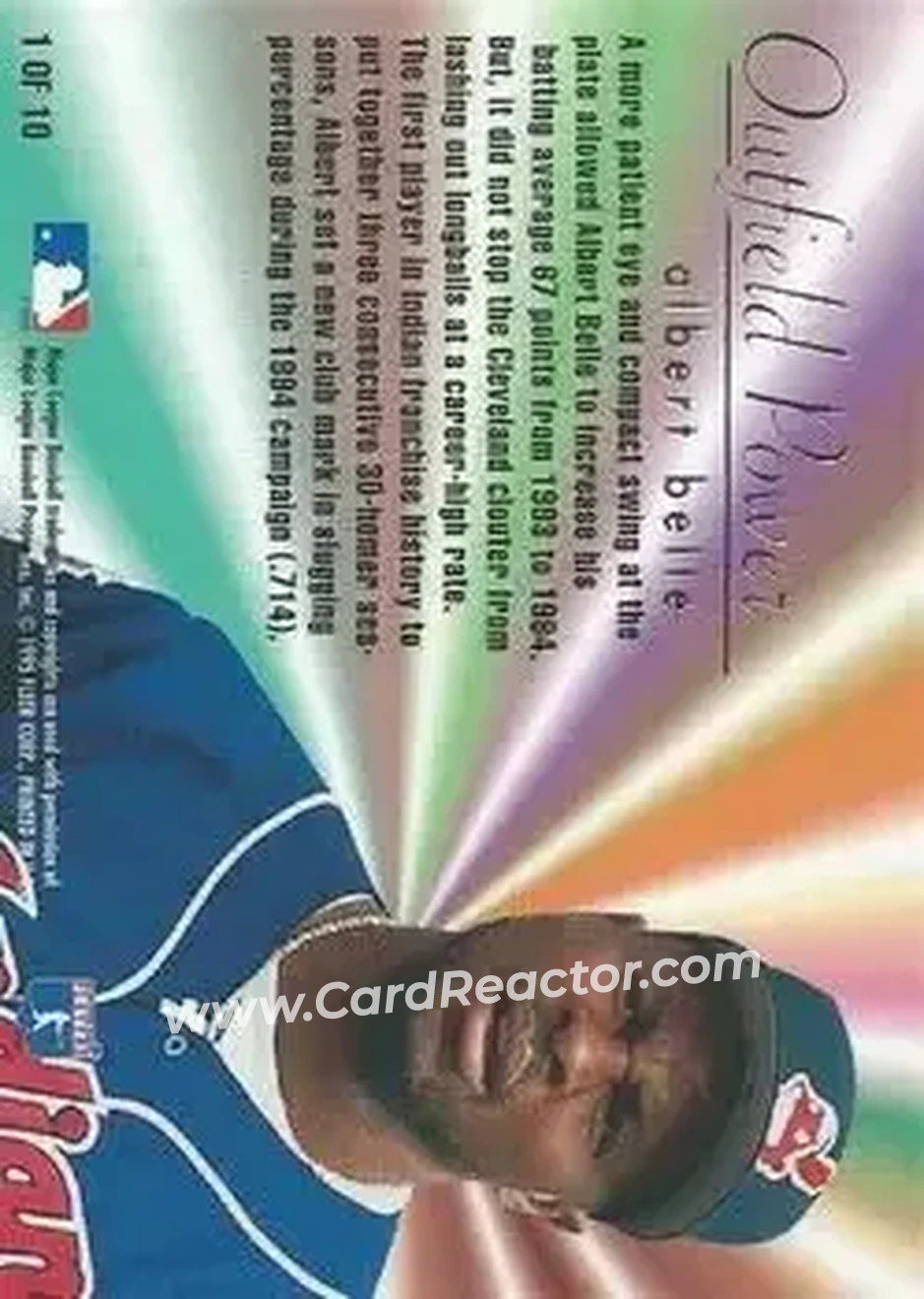 1995 Flair - Outfield Power #1 - Albert Belle - Cleveland Indians - Back