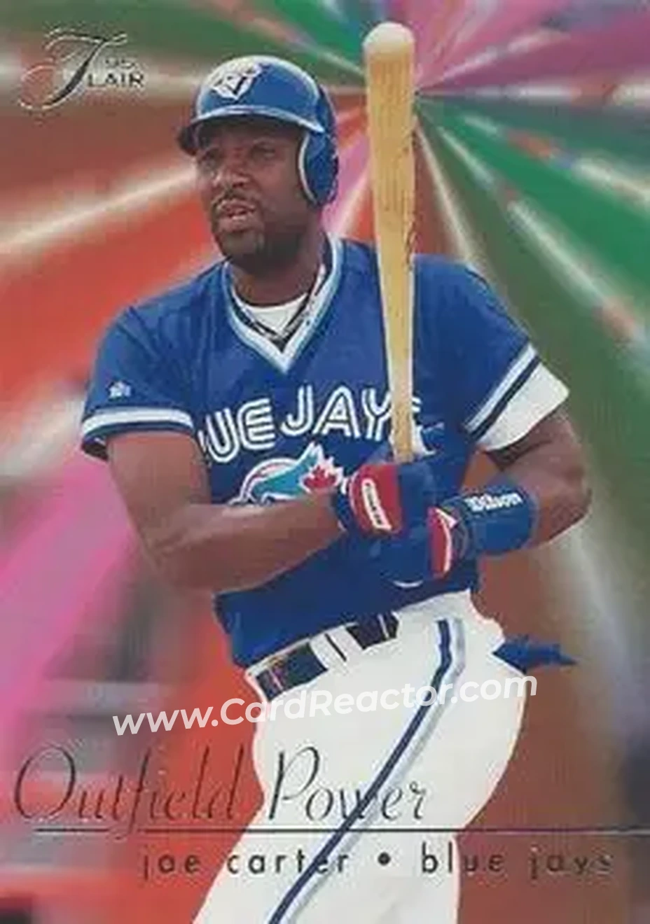 1995 Flair - Outfield Power #5 - Joe Carter - Toronto Blue Jays - Front 1995 Flair - Outfield Power #5 - Joe Carter - Toronto Blue Jays - Front