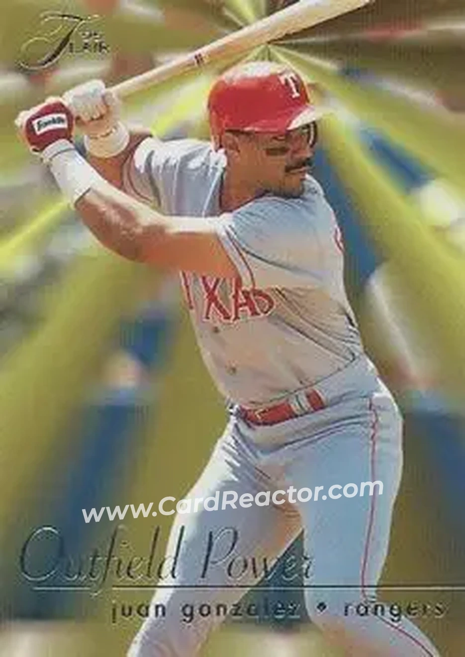 1995 Flair - Outfield Power #6 - Juan Gonzalez - Texas Rangers - Front