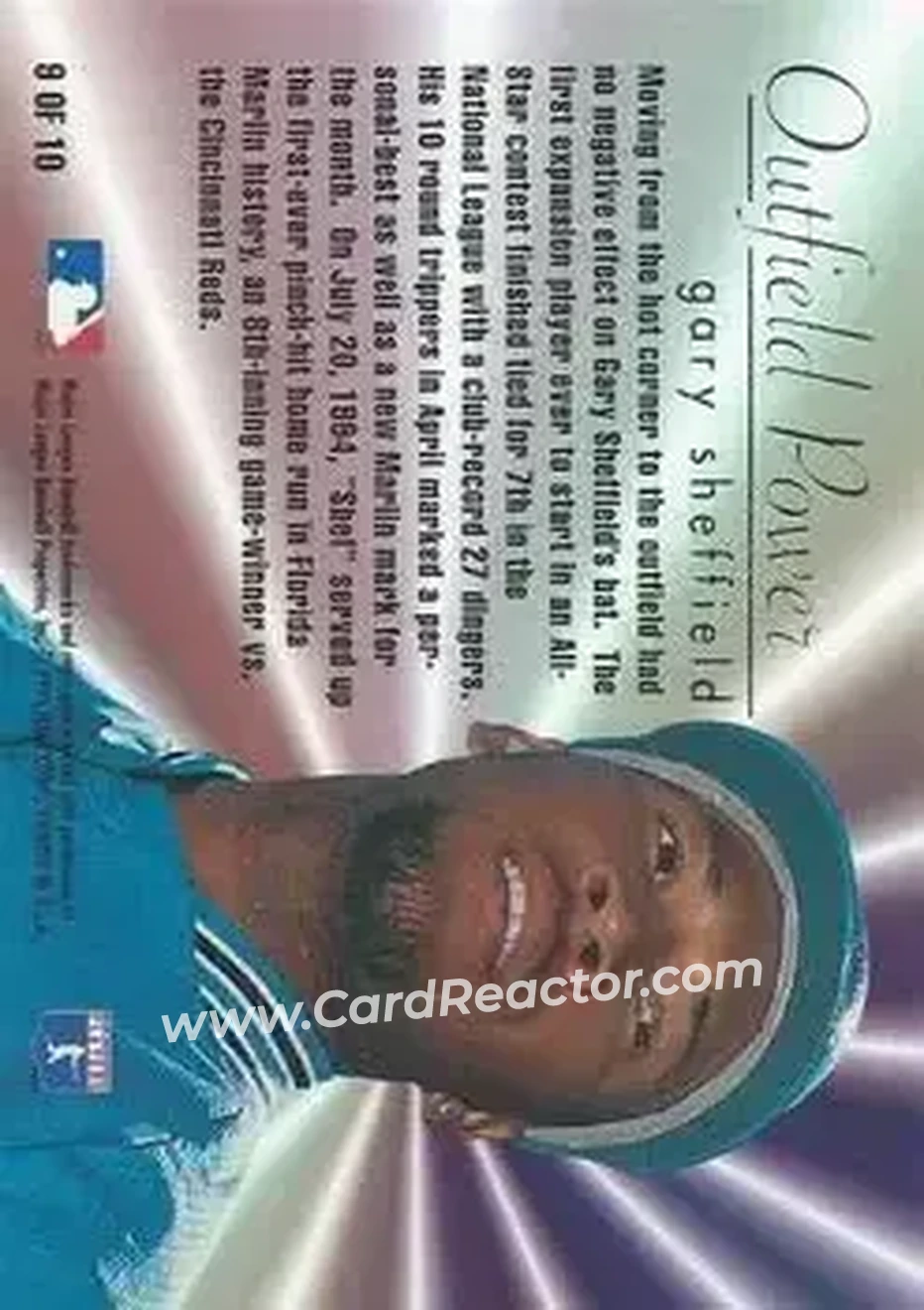 1995 Flair - Outfield Power #9 - Gary Sheffield - Florida Marlins - Back 1995 Flair - Outfield Power #9 - Gary Sheffield - Florida Marlins - Back