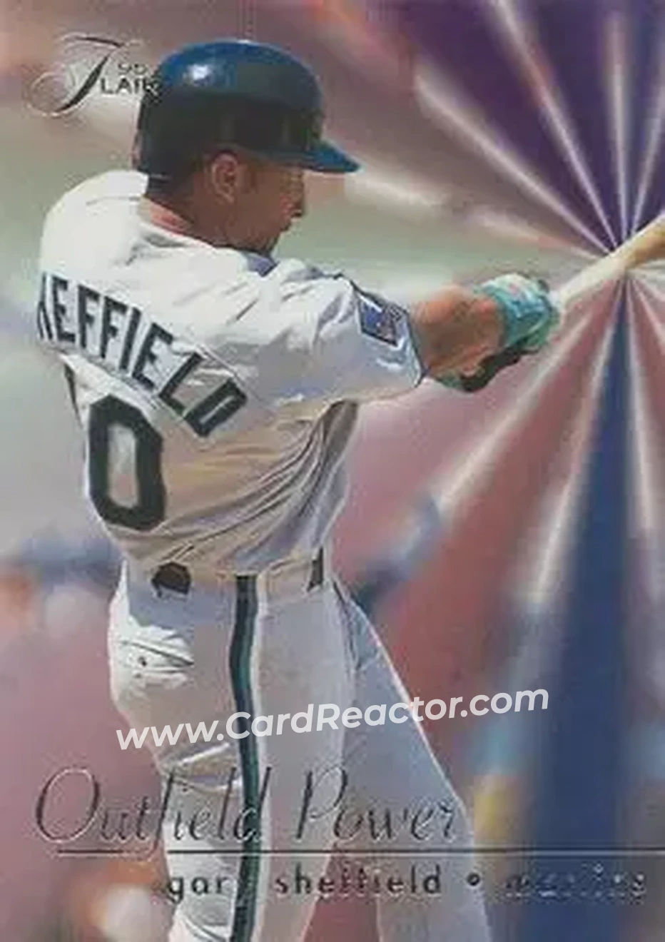 1995 Flair - Outfield Power #9 - Gary Sheffield - Florida Marlins - Front 1995 Flair - Outfield Power #9 - Gary Sheffield - Florida Marlins - Front