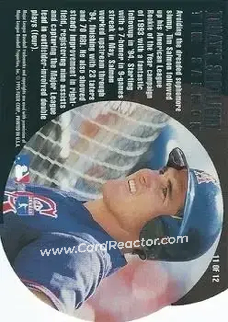 1995 Flair - Today's Spotlight #11 - Tim Salmon - California Angels - Back