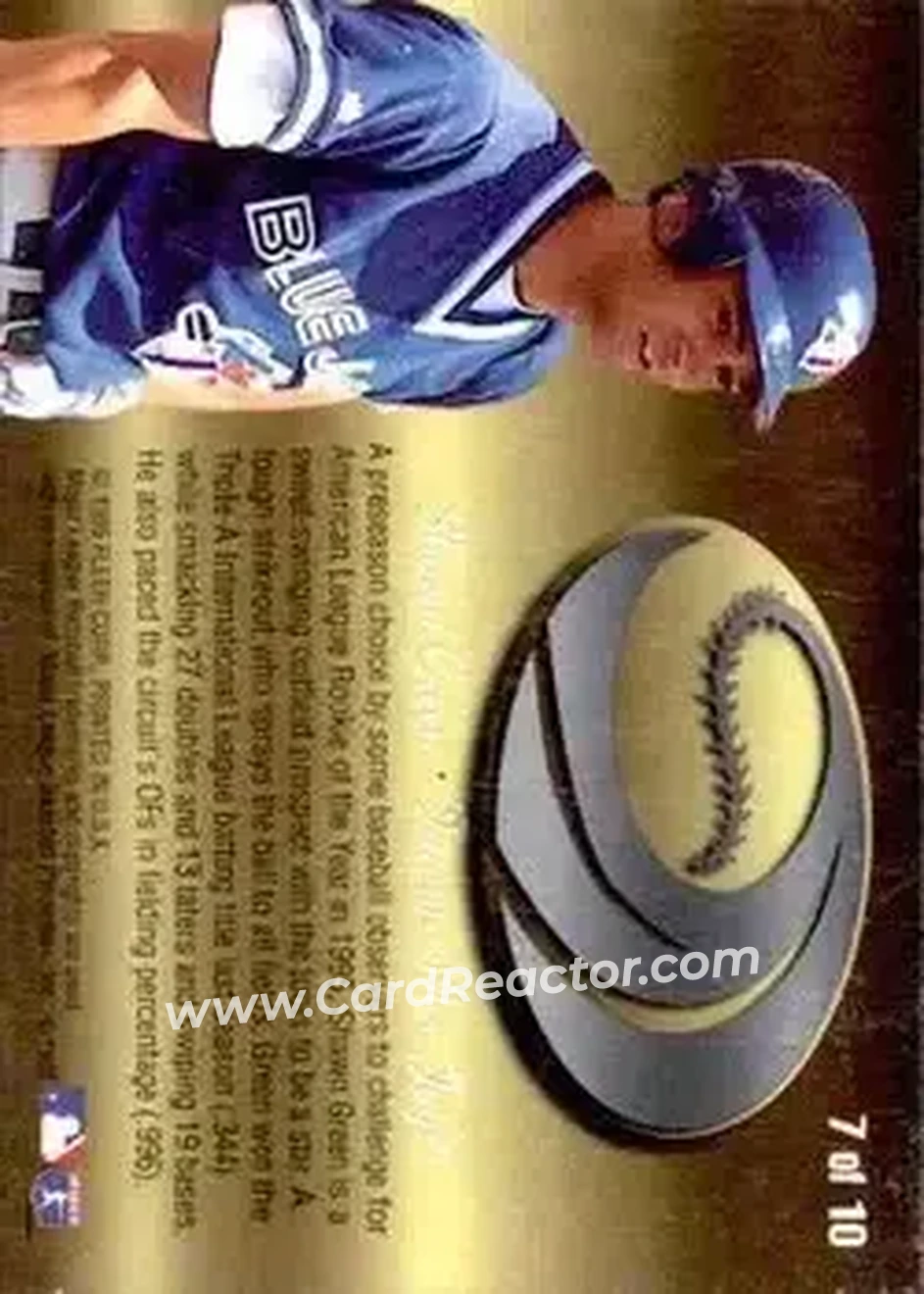 1995 Flair - Wave of the Future #7 - Shawn Green - Toronto Blue Jays - Back