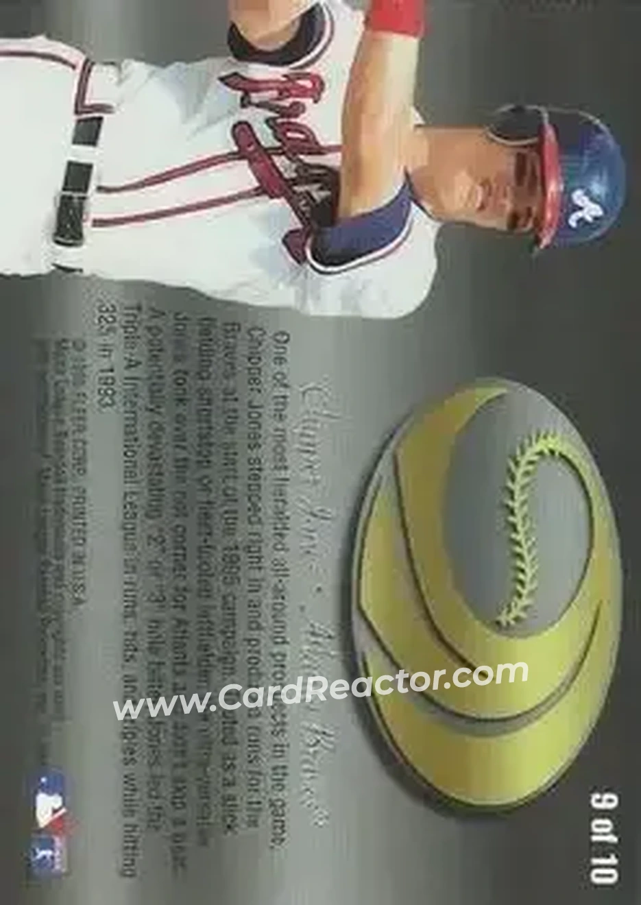 1995 Flair - Wave of the Future #9 - Chipper Jones - Atlanta Braves - Back