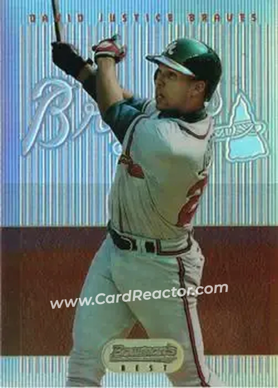 1995 Bowman's Best - Refractors #34 - David Justice - Atlanta Braves - Front 1995 Bowman's Best - Refractors #34 - David Justice - Atlanta Braves - Front