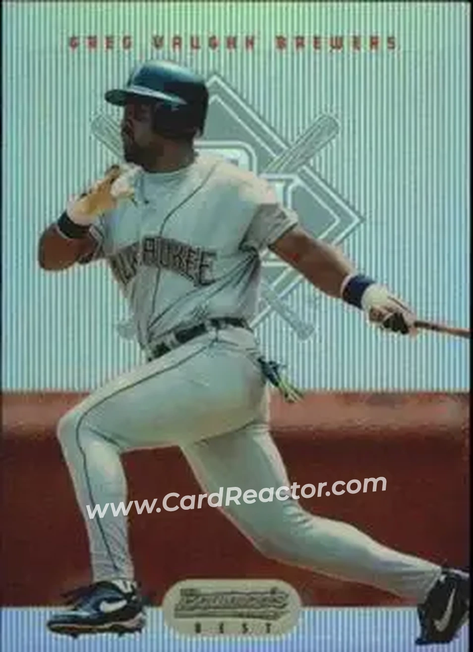 1995 Bowman's Best - Refractors #55 - Greg Vaughn - Milwaukee Brewers - Front 1995 Bowman's Best - Refractors #55 - Greg Vaughn - Milwaukee Brewers - Front
