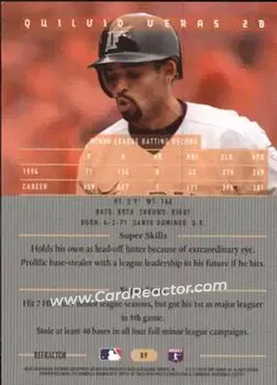 1995 Bowman's Best - Refractors #89 - Quilvio Veras - Florida Marlins - Back 1995 Bowman's Best - Refractors #89 - Quilvio Veras - Florida Marlins - Back