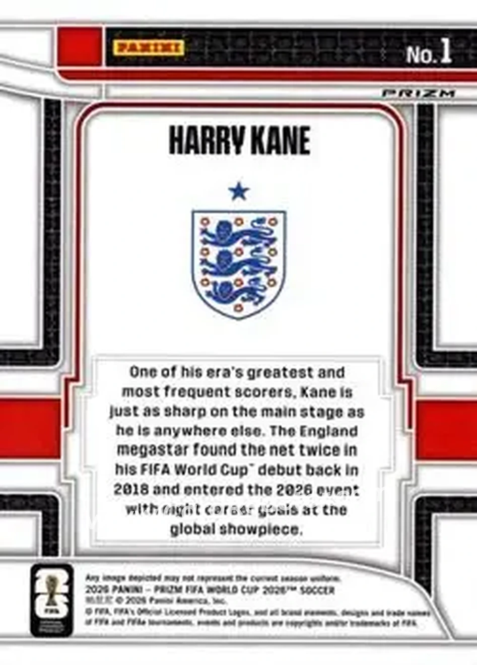 2026 Panini Prizm FIFA World Cup - Scorers Club Wave Prizms #1 - Harry Kane - England - Back