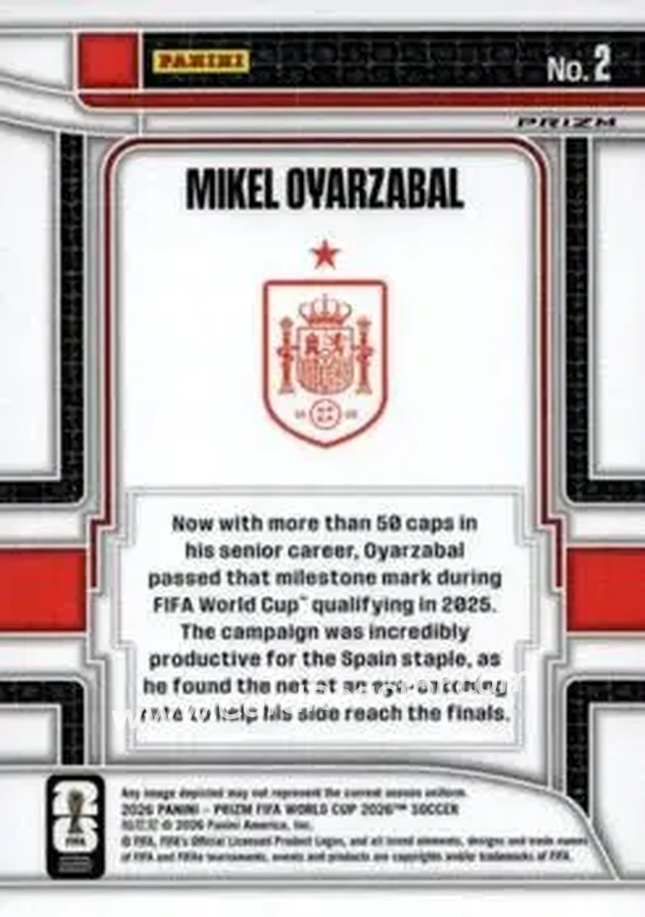 2026 Panini Prizm FIFA World Cup - Scorers Club Wave Prizms #2 - Mikel Oyarzabal - Spain - Back