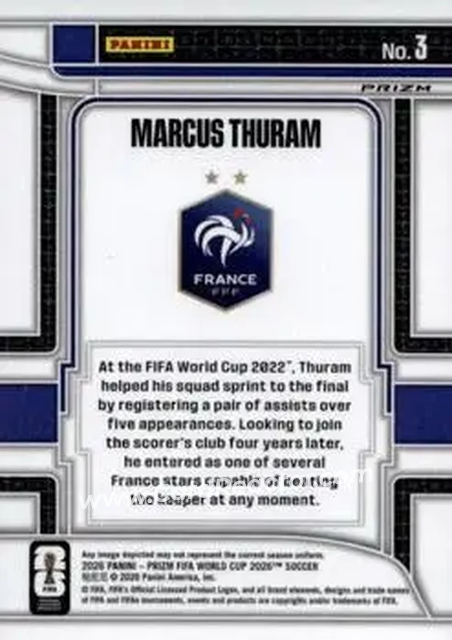 2026 Panini Prizm FIFA World Cup - Scorers Club Wave Prizms #3 - Marcus Thuram - France - Back