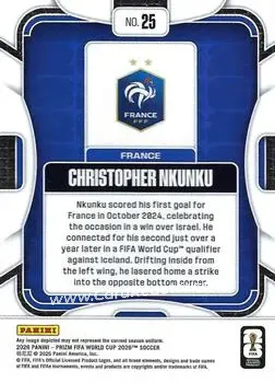 2026 Panini Prizm FIFA World Cup #25 - Christopher Nkunku - France - Back