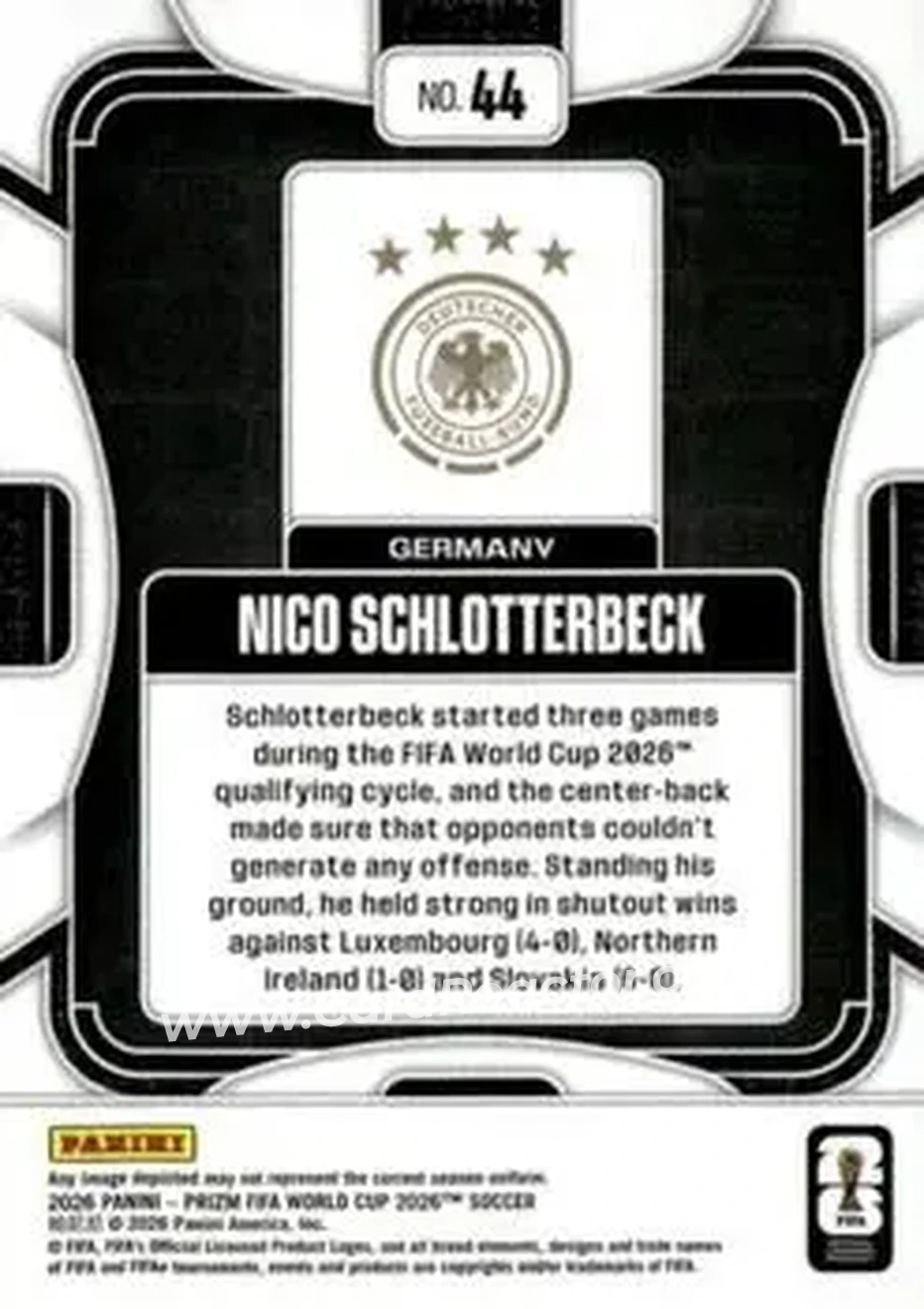 2026 Panini Prizm FIFA World Cup #44 - Nico Schlotterbeck - Germany - Back