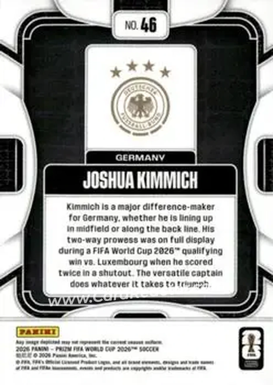 2026 Panini Prizm FIFA World Cup #46 - Joshua Kimmich - Germany - Back