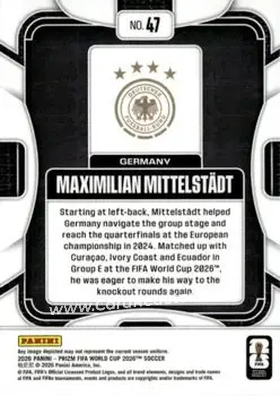 2026 Panini Prizm FIFA World Cup #47 - Maximilian Mittelstadt - Germany - Back