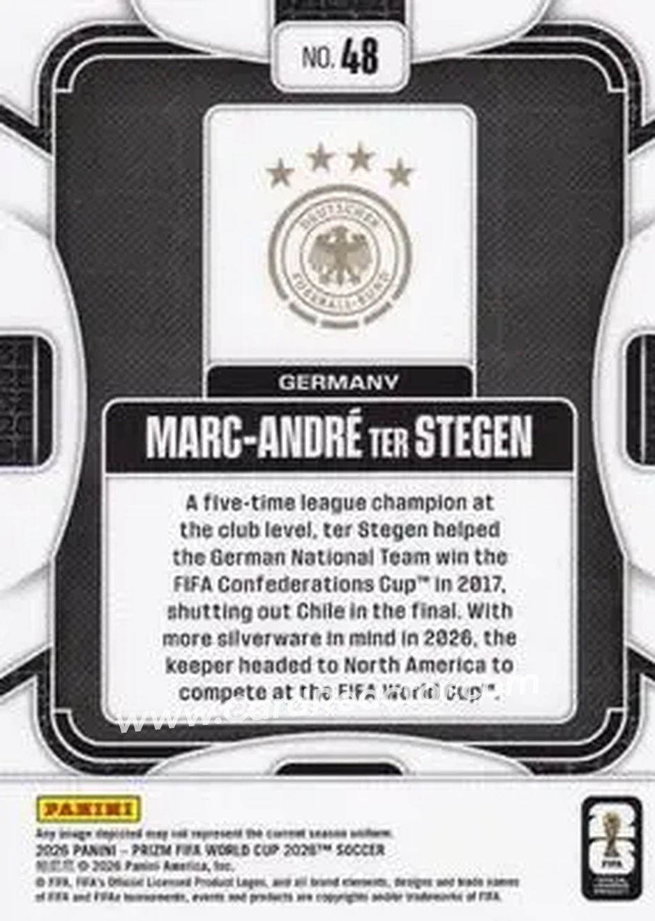 2026 Panini Prizm FIFA World Cup #48 - Marc-Andre ter Stegen - Germany - Back