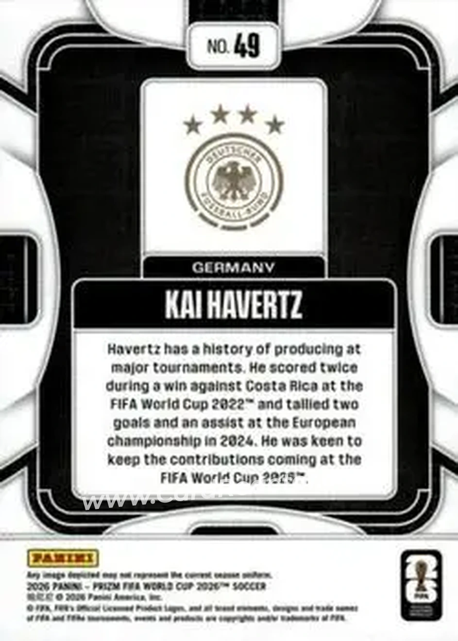 2026 Panini Prizm FIFA World Cup #49 - Kai Havertz - Germany - Back