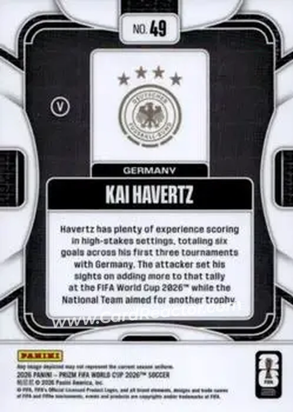 2026 Panini Prizm FIFA World Cup #49 - Kai Havertz - Germany - Back