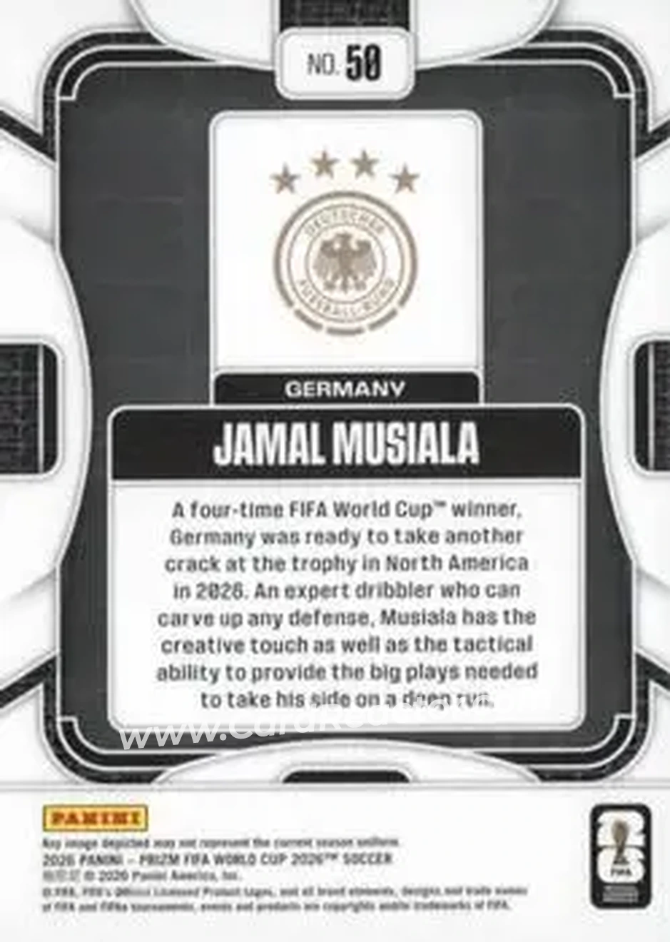 2026 Panini Prizm FIFA World Cup #50 - Jamal Musiala - Germany - Back