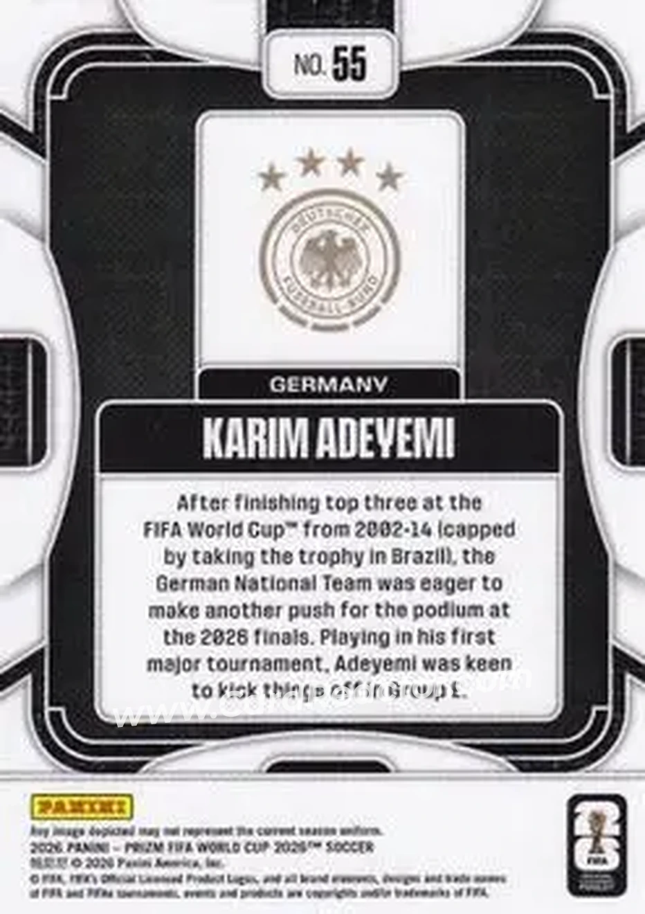 2026 Panini Prizm FIFA World Cup #55 - Karim Adeyemi - Germany - Back